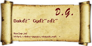 Dakó Győző névjegykártya